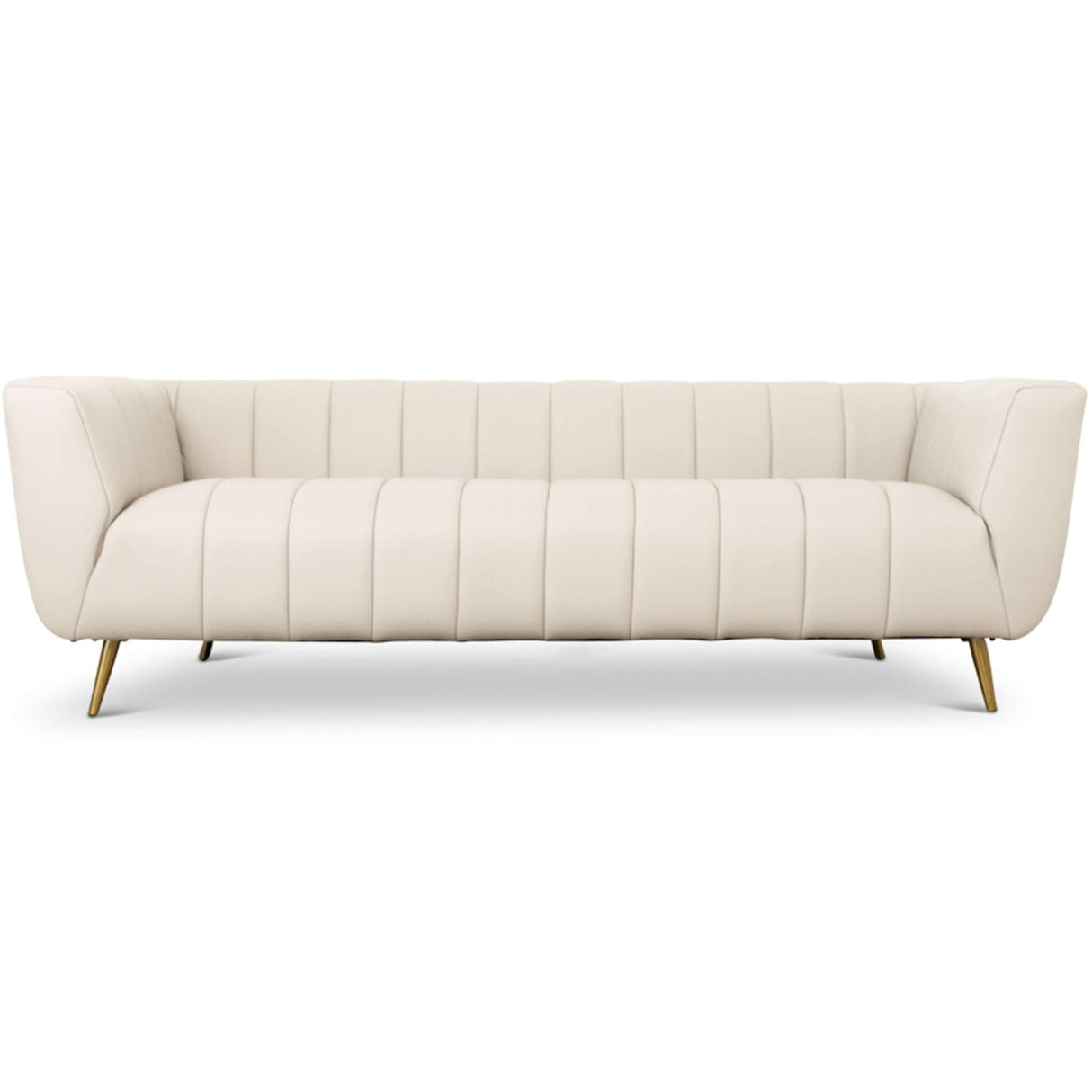 LaMattina Genuine Italian Beige Leather Channel Tufted Sofa by Ashcroft Furniture at Eve Furniture