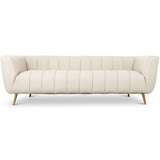 LaMattina Genuine Italian Beige Leather Channel Tufted Sofa by Ashcroft Furniture at Eve Furniture