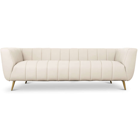 LaMattina Genuine Italian Beige Leather Channel Tufted Sofa by Ashcroft Furniture at Eve Furniture