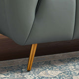 LaMattina Genuine Italian Blue Leather Channel Tufted Sofa by Ashcroft Imports at Eve Furniture