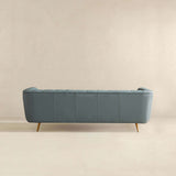 LaMattina Genuine Italian Blue Leather Channel Tufted Sofa by Ashcroft Imports at Eve Furniture