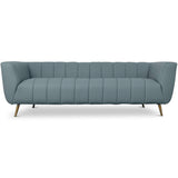 LaMattina Genuine Italian Blue Leather Channel Tufted Sofa by Ashcroft Imports at Eve Furniture