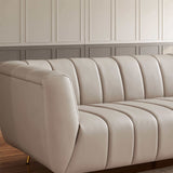 LaMattina Genuine Italian Grey Leather Channel Tufted Sofa by Ashcroft Furniture at Eve Furniture