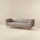 LaMattina Genuine Italian Grey Leather Channel Tufted Sofa by Ashcroft Furniture at Eve Furniture