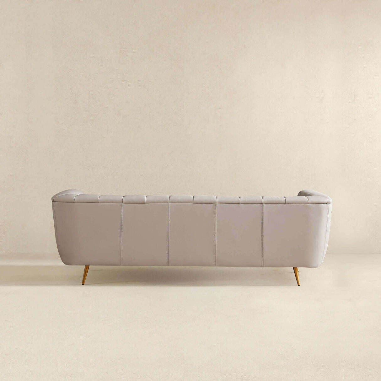 LaMattina Genuine Italian Grey Leather Channel Tufted Sofa by Ashcroft Furniture at Eve Furniture