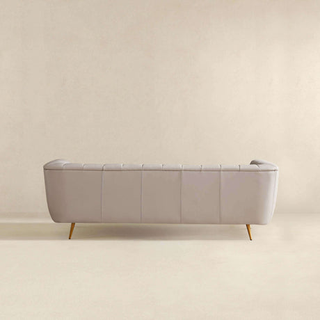 LaMattina Genuine Italian Grey Leather Channel Tufted Sofa by Ashcroft Furniture at Eve Furniture