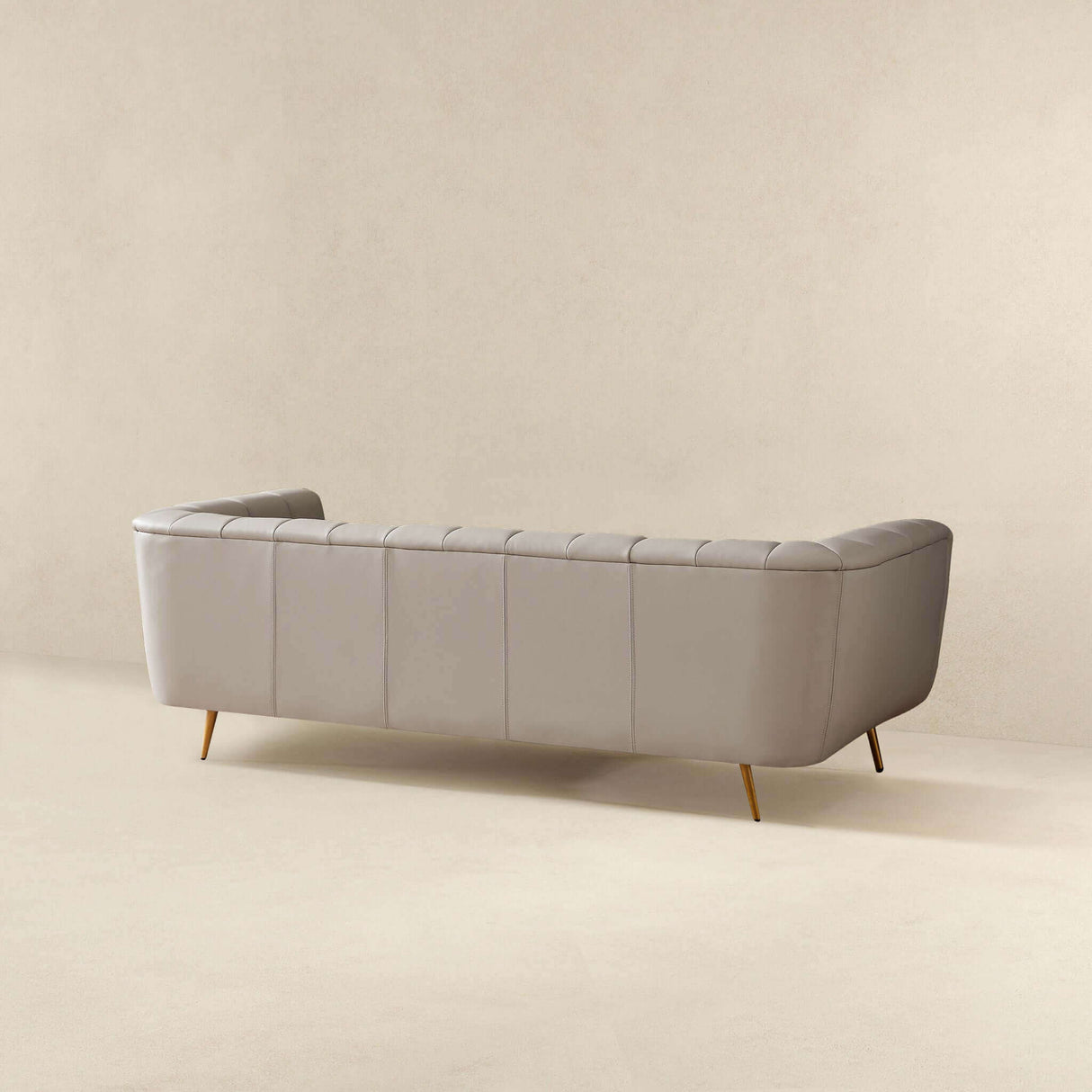LaMattina Genuine Italian Grey Leather Channel Tufted Sofa by Ashcroft Furniture at Eve Furniture