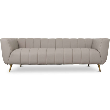 LaMattina Genuine Italian Grey Leather Channel Tufted Sofa by Ashcroft Furniture at Eve Furniture