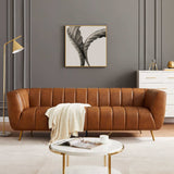 LaMattina Genuine Italian Leather Channel Tufted Sofa Blue