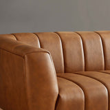 LaMattina Genuine Italian Leather Channel Tufted Sofa Blue