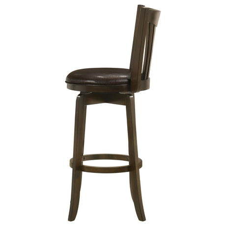 Lambert Dark Cherry Pub Height Swivel Bar Stool with Upholstered Seat by Coaster at Eve Furniture