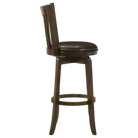 Lambert Dark Cherry Pub Height Swivel Bar Stool with Upholstered Seat by Coaster at Eve Furniture