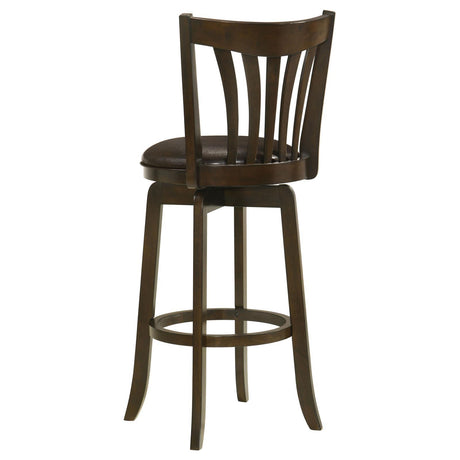 Lambert Dark Cherry Pub Height Swivel Bar Stool with Upholstered Seat by Coaster at Eve Furniture