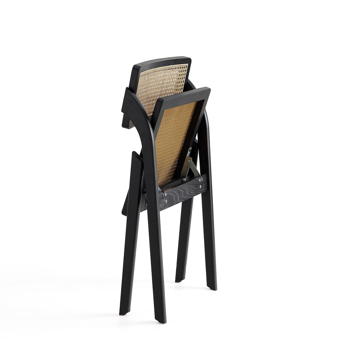 Lambinet Folding Dining Chair in Black and Natural Cane (set of 2) by Manhattan Comfort at Eve Furniture