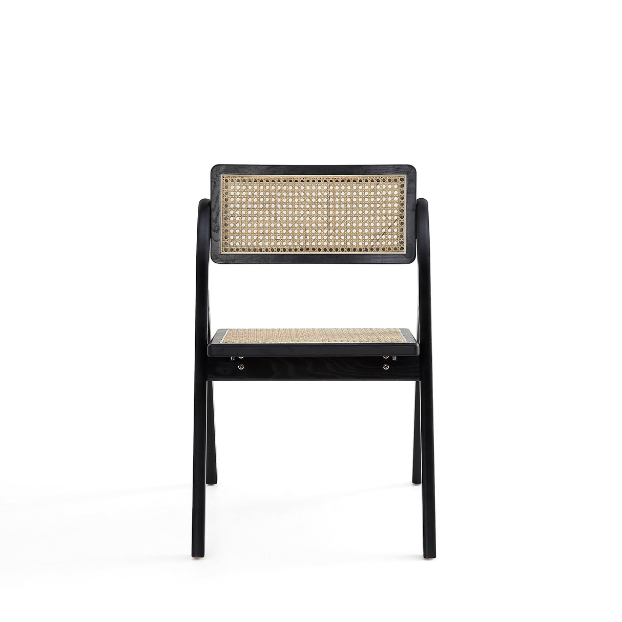 Lambinet Folding Dining Chair in Black and Natural Cane (set of 2) by Manhattan Comfort at Eve Furniture
