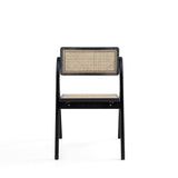 Lambinet Folding Dining Chair in Black and Natural Cane (set of 2) by Manhattan Comfort at Eve Furniture