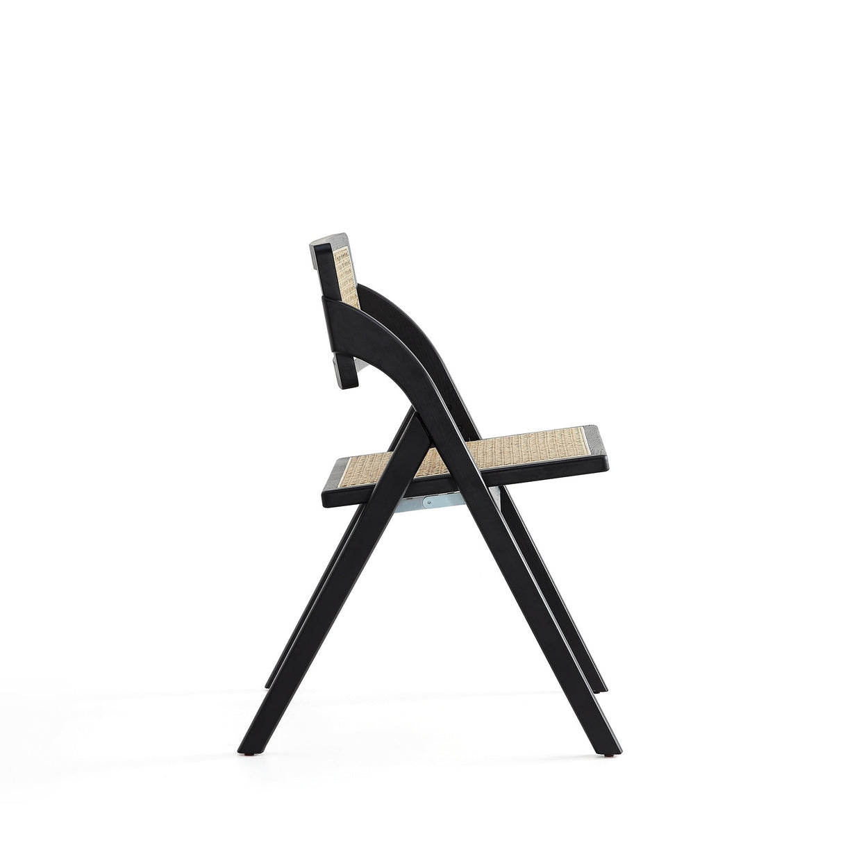 Lambinet Folding Dining Chair in Black and Natural Cane (set of 2) by Manhattan Comfort at Eve Furniture