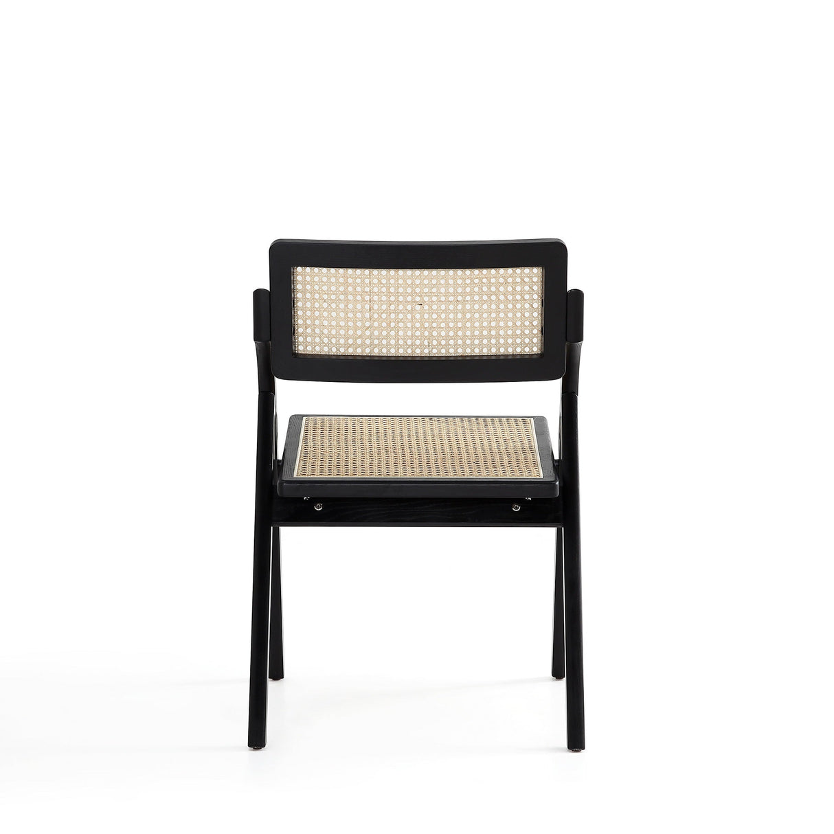 Lambinet Folding Dining Chair in Black and Natural Cane (set of 2) by Manhattan Comfort at Eve Furniture