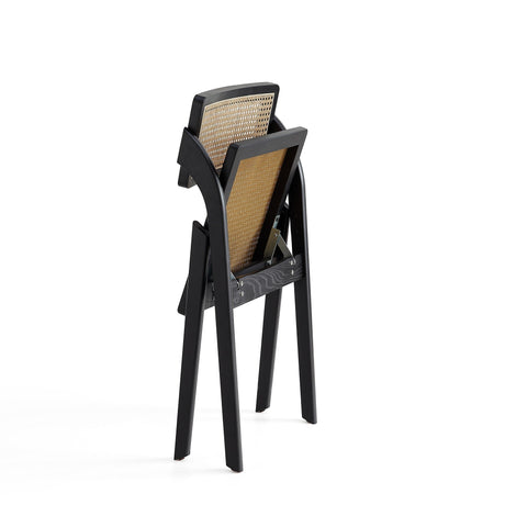 Lambinet Folding Dining Chair in Black and Natural Cane (set of 2) by Manhattan Comfort at Eve Furniture