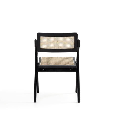Lambinet Folding Dining Chair in Black and Natural Cane (set of 4) by Manhattan Comfort at Eve Furniture