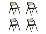 Lambinet Folding Dining Chair in Black and Natural Cane (set of 4) by Manhattan Comfort at Eve Furniture