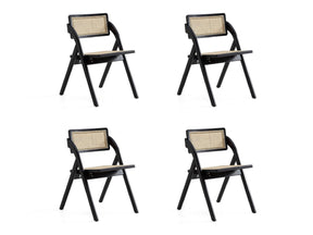 Lambinet Folding Dining Chair in Black and Natural Cane (set of 4) by Manhattan Comfort at Eve Furniture