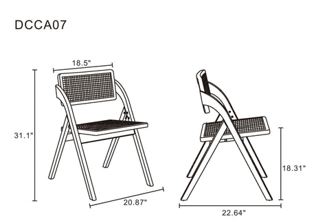 Lambinet Folding Dining Chair in Nature Cane (set of 2) by Manhattan Comfort at Eve Furniture
