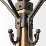 Lamda Black Metal and Light Brown Wood Coat Rack by Mercana at Eve Furniture
