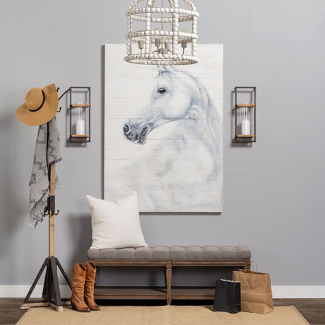 Lamda Black Metal and Light Brown Wood Coat Rack by Mercana at Eve Furniture