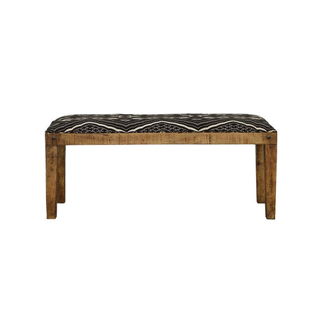 Lamont Natural/Navy Rectangular Upholstered Bench by Coaster - Eve Furniture