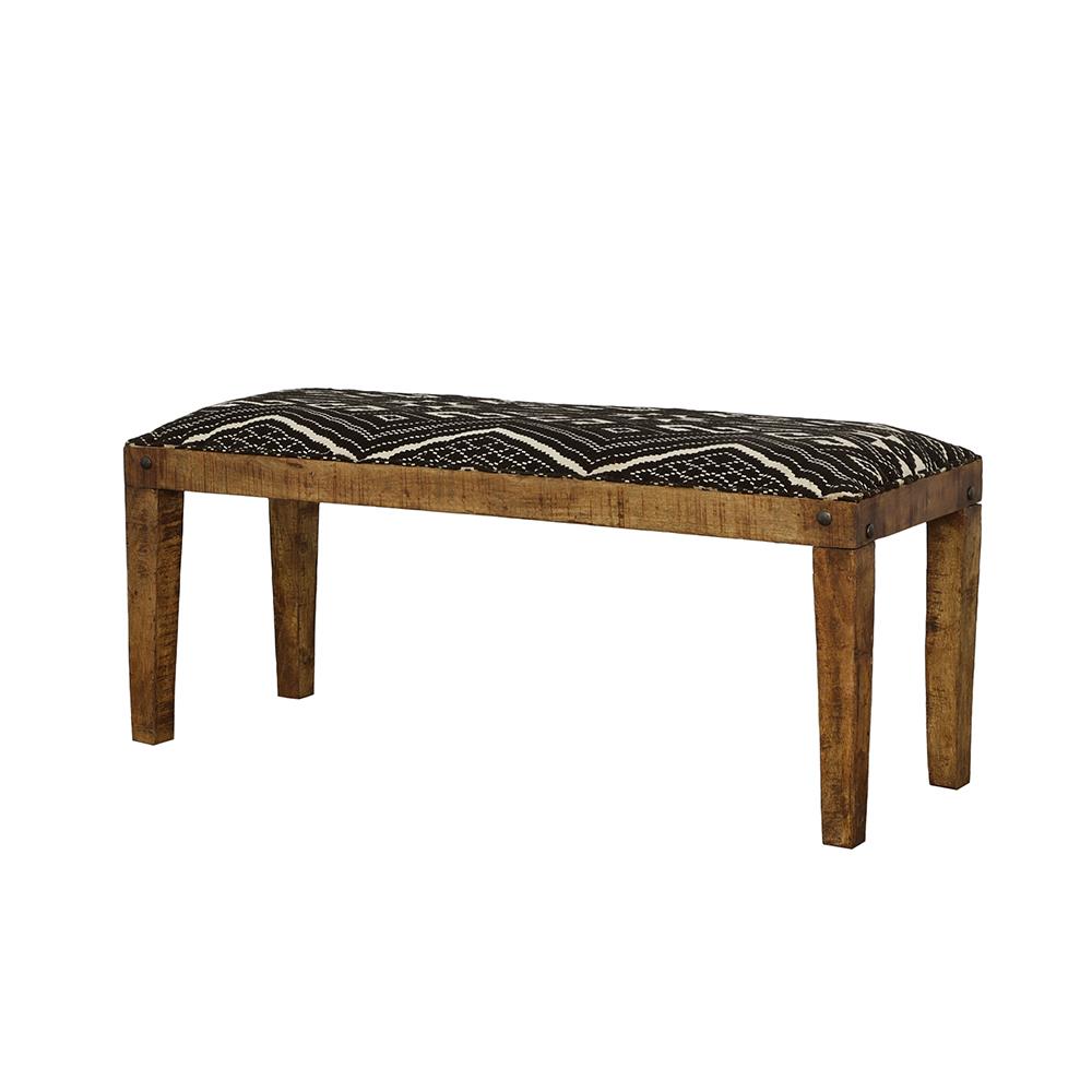 Lamont Natural/Navy Rectangular Upholstered Bench