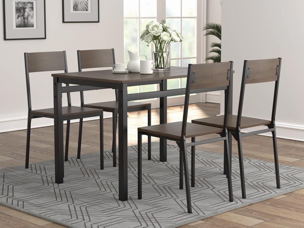 Lana Ark Brown/Matte Black 5-Piece Dining Set