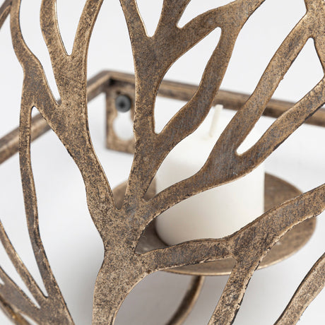 Lana I Single Champagne Toned Wall Candle Holder by Mercana at Eve Furniture