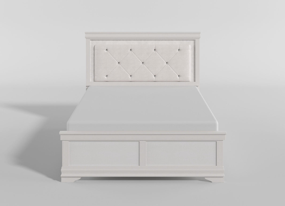 Lana White California King LED Upholstered Panel Bed by Homelegance at Eve Furniture