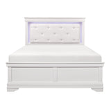 Lana White California King LED Upholstered Panel Bed by Homelegance at Eve Furniture