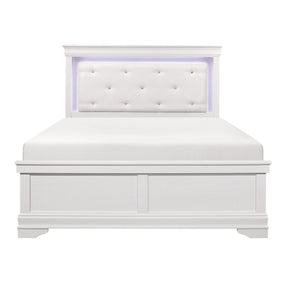 Lana White California King LED Upholstered Panel Bed by Homelegance at Eve Furniture