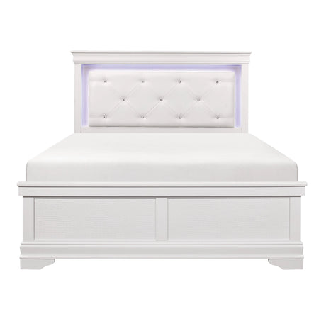 Lana White LED Upholstered Panel Bedroom Set by Homelegance at Eve Furniture