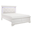 Lana White Queen LED Upholstered Panel Bed by Homelegance at Eve Furniture