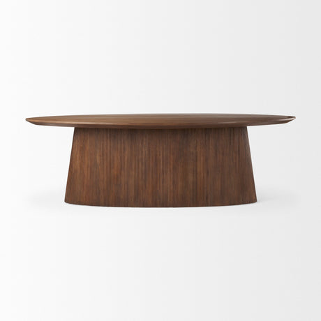 Lance Medium Brown Solid Wood Oval Dining Table by Mercana at Eve Furniture