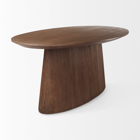 Lance Medium Brown Solid Wood Oval Dining Table by Mercana at Eve Furniture
