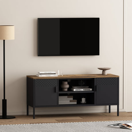 Landen 47" TV Stand in Black by Manhattan Comfort at Eve Furniture