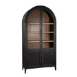 Lander 45" Arched Glass Cabinet in Rubbed Black with Walnut Interior by Home Trends & Design at Eve Furniture