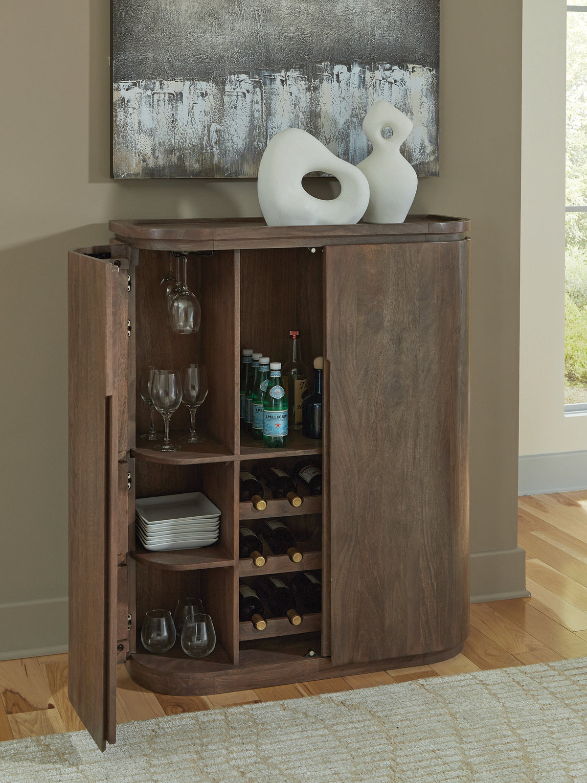 Landermont Medium Brown Bar Cabinet by Ashley at Eve Furniture