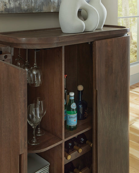 Landermont Medium Brown Bar Cabinet by Ashley at Eve Furniture