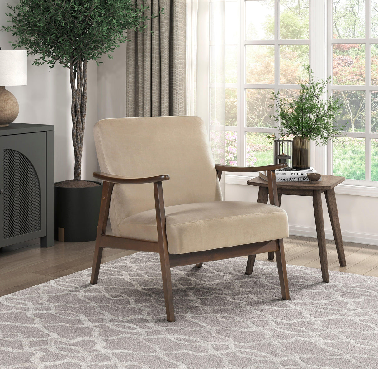Landers Light Brown Velvet Accent Chair by Homelegance at Eve Furniture
