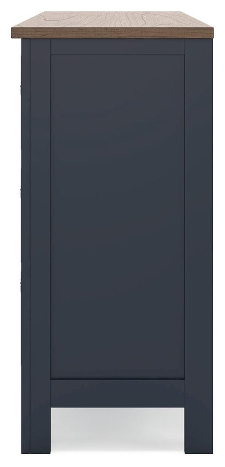 Landocken Brown/Blue Dresser by Ashley at Eve Furniture