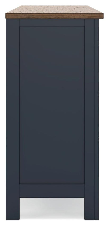 Landocken Brown/Blue Dresser by Ashley at Eve Furniture