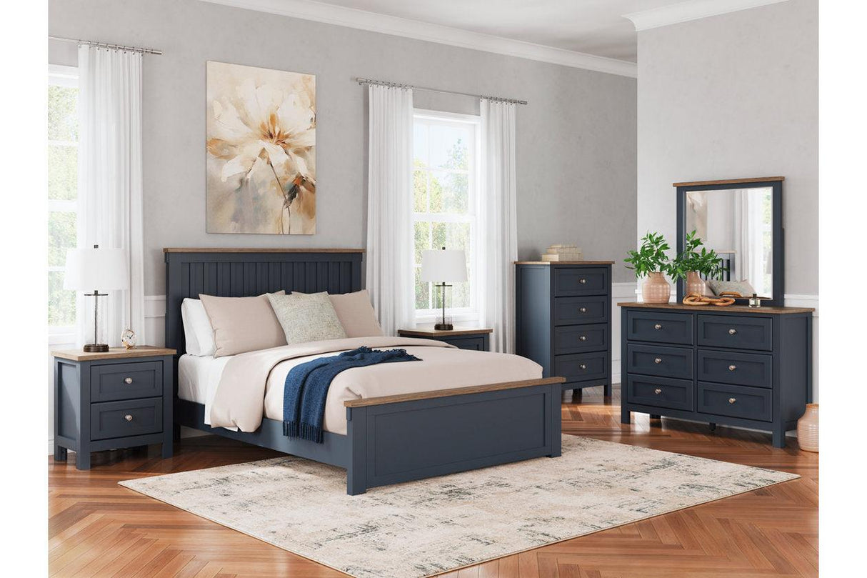 Landocken Brown/Blue Queen Panel Bed by Ashley at Eve Furniture