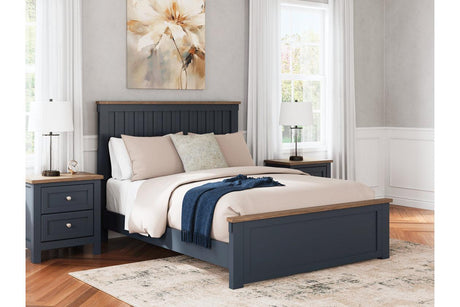 Landocken Brown/Blue Queen Panel Bed by Ashley at Eve Furniture