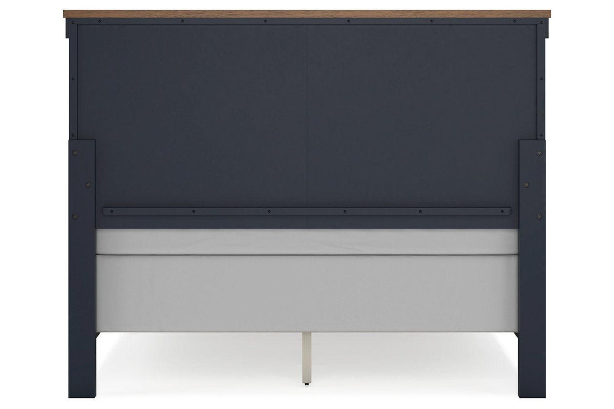 Landocken Brown/Blue Queen Panel Bed by Ashley at Eve Furniture